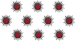 Comet Busters Traditional Red Sun Bindis (BIN1066) Forehead Red, Black Bindis