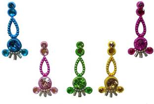 Comet Busters Multicolor Long Bindis With Stone Work (BIN1100) Forehead Multicolor Bindis