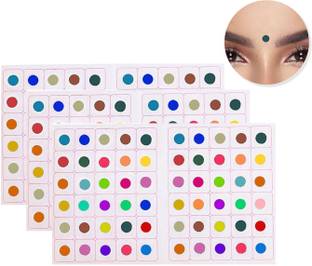 Vama Fashions Round Multicolour Plain Bindis Tikka for Women Big Size Matching Makeup Bindi Stickers for Ladies (Size 7mm ,Pack of 180 Bindis) Forehead Multicolor Bindis