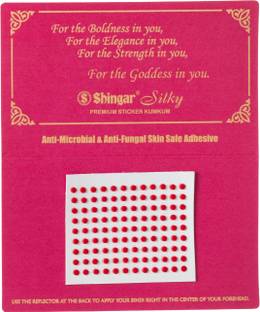 SHINGAR Silky Premium Sticker Kumkum Enriched with Almond and AloeVera Extracts (Red-S8) Forehead Red Bindis