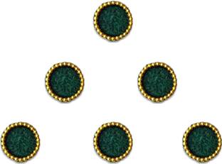 Comet Busters Round Velvet Dark Green Bindi With Golden Border (8 mm) (BV379) Forehead Green Bindis