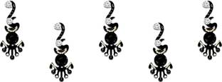 Comet Busters Handcrafted Long Black Bindis With Silver Stone (BV1169) Forehead Black Bindis