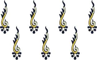 Comet Busters Beautiful Handcrafted Beautiful Black Bindi With Golden Beads (BV778) Forehead Black Bindis