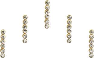 Comet Busters Beautiful Six Stone Long Silver Bindi for Women (BV1486) Forehead Multicolor Bindis