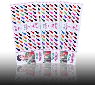 RoopNaisha Pack of 3 Cards, length 12mm ,Tilak Bindi Forehead Multicolor Bindis