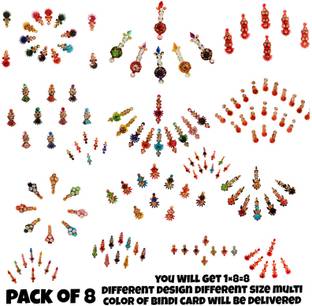QUBIX Long Stone Bindi Forehead Multicolor Bindis FOR HEAD Multicolor Bindis
