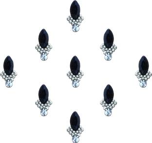 Comet Busters Fancy Black Bindi With Stone (BV576) Forehead Black Bindis
