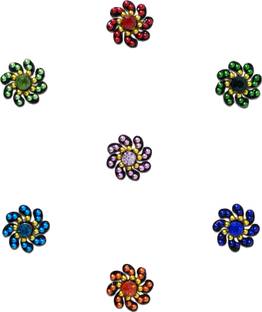 Comet Busters Fancy Round Bindis With Colorful Stone and Beads (BV1115) Forehead Multicolor Bindis