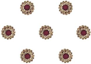 Comet Busters Maroon Round Velvet Bindi With Gold Stone Border (9mm) (BV1650) Forehead Maroon Bindis