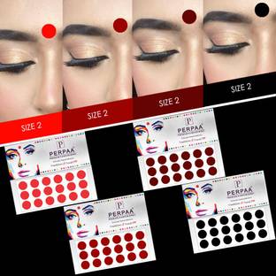Perpaa Multi Colour Bindi Pack of 8 Flaps Size 2 Diameter 13mm Forehead Multicolor Bindis