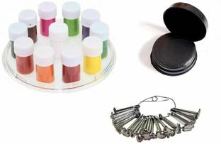SY Products Baby Bindi Mould Pottu Achu Pack of 1 WITH 11 Colour Set and Free Black Kajal forehead Multicolor Bindis