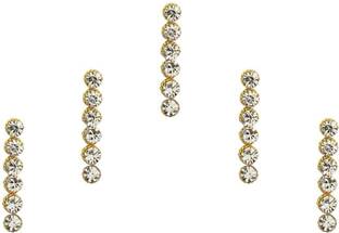 Comet Busters Beautiful Six Stone Long Silver Bindi for Women (BV1486) Forehead Multicolor Bindis