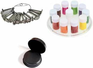 SY Products Baby Bindi Mould Pottu Achu Pack of 1 WITH 11 Colour Set and Free Black Kajal forehead Multicolor Bindis