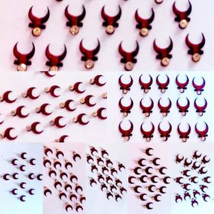 NAVEENA ENTERPRISES Chand Bindi Marathi combo pack of 8 flaps Forehead Maroon Bindis