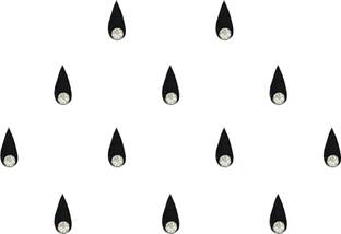 Comet Busters Black Tear Drop Bindi for Women With Single Stone (8mm) (BV1455) Forehead Black Bindis