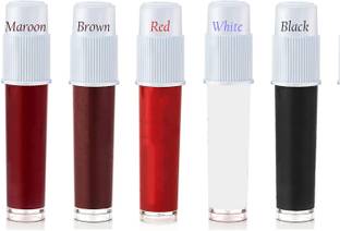 MYYNTI 5PC-professional Liquid Kumkum Sindoor|Skin-Friendly Waterproof|smooth-finishfor FACE White, Black, Brown, Maroon, Red Bindis