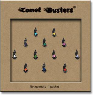 Comet Busters Traditional Black Bindi with Multicolored Squares (BV406) Forehead Black Bindis