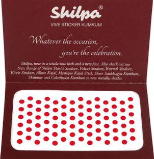 Shilpa Vive Sticker Kumkum Bindi (8, Red) (Box Contains 15 Packs) Forehead Red Bindis