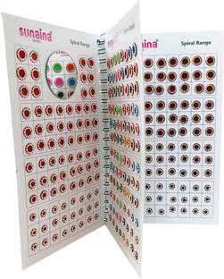 SUNAINA Spiral Forehead Sticker Silver stone Multicolour Bindi Book For Women & Girls FOREHEAD Multicolor Bindis