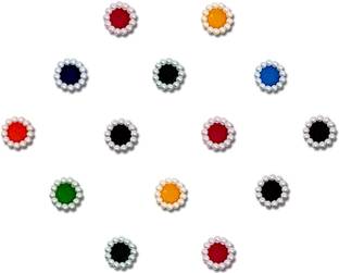 Comet Busters Multicolor Velvet Round Bindi With Pearl Border (5mm) (BV1998) Forehead Multicolor Bindis