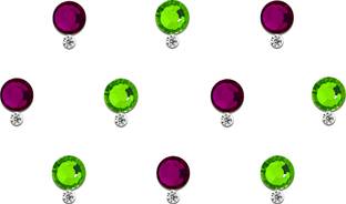 Comet Busters Beautiful Swarovski Green and Pink Crystal Bindi (BV541) Forehead Multicolor Bindis