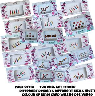 QUBIX Women Best Bindi Combo Pack 15 Flaps stone Bindi Color Woman Multicolor Bindis
