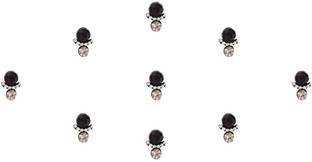 Comet Busters Fancy Round Black Stone Bindi With Silver Stone (BIN891) Forehead Black Bindis