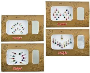 QUBIX New-FB59Best Bindi Combo Pack 10 forehead Multicolor Bindis
