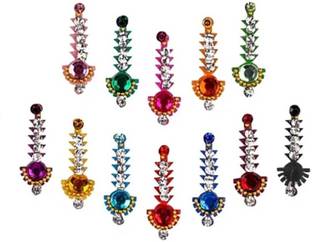 QUBIX Best Bindi Combo Pack 15 flaps stone colors. face Multicolor Bindis