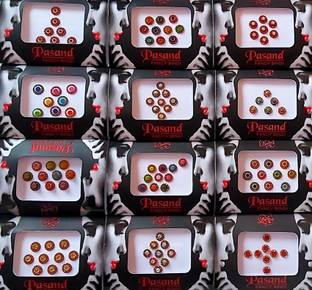 QUBIX Woman Best Bindi Combo Pack 12 Small Stone Multi color woman Multicolor Bindis FOR HAED Multicolor Bindis