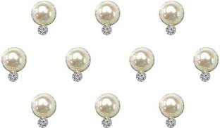 Comet Busters Beautiful Pearl Bindis With Single Stone (BIN1094) Forehead Silver Bindis