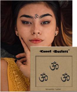 Comet Busters Traditional Om Black Bindi Sticker For Women (BV054) Forehead Black Bindis