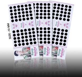 RoopNaisha Pack of 3 cards,10mm Size,Original Black Bindis Forehead Black Bindis