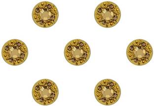 Comet Busters Handcrafted Beautiful Golden Bridal Round Bindi With Stone Work (9mm) (BV1662) Forehead Gold Bindis