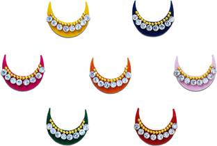 Comet Busters Moon Shaped Fancy Multicolored Bindi With Stone (BV588) Forehead Multicolor Bindis