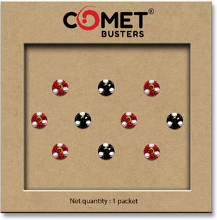 Comet Busters Black and Maroon Round Velvet Bindis With Stones (6mm) (BIN1384) Forehead Multicolor Bindis