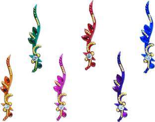 Comet Busters Handcrafted Long Bridal Collection Colorful Crystal Bindi For Women (BV067) Forehead Multicolor Bindis
