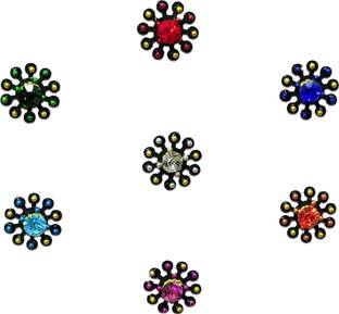 Comet Busters Fancy Round Bindis With Colorful Stone and Beads (BV1113) Forehead Multicolor Bindis