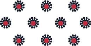 Comet Busters Round Fancy Maroon Bindi With Black Design (BV653) Forehead Black Bindis