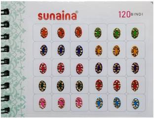 SUNAINA New Mini Spiral Multicolor Oval Stone Border 120 Bindi Book (7 MM) FOREHEAD Multicolor Bindis