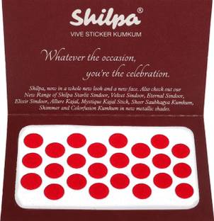 Shilpa Vive Sticker Kumkum Bindi (4, Red) (Box Contains 15 Packs) Forehead Red Bindis