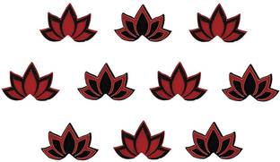 Comet Busters Handcrafted Red and Black Floral Lotus Bindis (BV1948) Forehead Multicolor Bindis