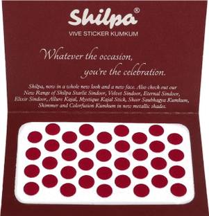 Shilpa Vive Sticker Kumkum Bindi (5, Deep Red) (Box Contains 15 Packs) Forehead Maroon Bindis