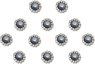 Comet Busters White Pearl Bindi With Silver Stone Border (7mm) (BV2004) Forehead White Bindis