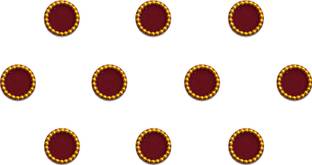 Comet Busters Maroon Round Velvet Bindi with Gold Beads (6mm) (BV116) Forehead Maroon Bindis