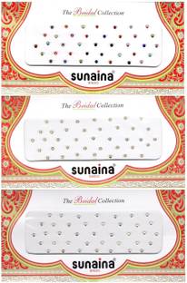 SUNAINA Small Round MultiColor|Golden|Silver Shiny Stone Matching Tikka Bindi for Women FOREHEAD Multicolor Bindis