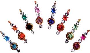 QUBIX Woman Best Bindi Combo Pack 10 flaps stone colors. face Multicolor Bindis