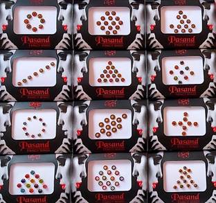 QUBIX Women Best Bindi Combo Pack 14 Woman Fancy Multicolor Bindis FOR HEAD Multicolor Bindis