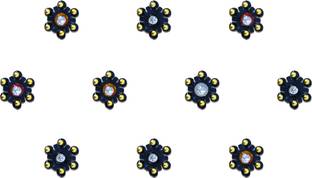 Comet Busters Handcrafted Snowflake Design Black Bindi With Gold Beads (BV889) Forehead Black Bindis