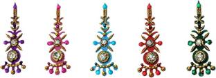 Comet Busters Beautiful Handcrafted Multicolor Bridal Long Bindis Forehead Multicolor Bindis